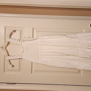 MSK White Maxi Dress with Smocked Bodice
